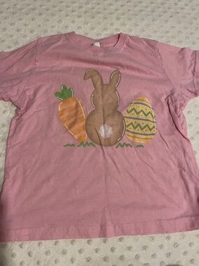 Rabbit Skins Pink Kids Easter Bunny & Carrot Graphic Tee